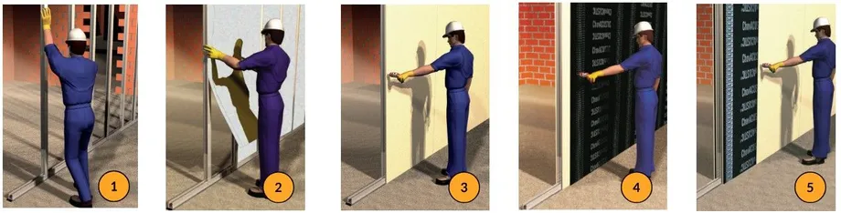 instalaçao Sistema ChovACUSTIC para divisória estrutura simples
